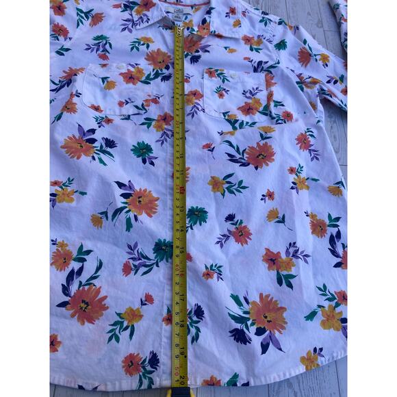 Croft & Barrow Petites PS White Floral Button Down Stretch Blouse Cotton Shirt - Picture 4 of 7